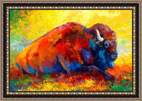 Marion Rose Spirit Brother - Bison Framed Painting
