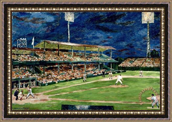 Marjorie Phillips Night Baseball Framed Painting