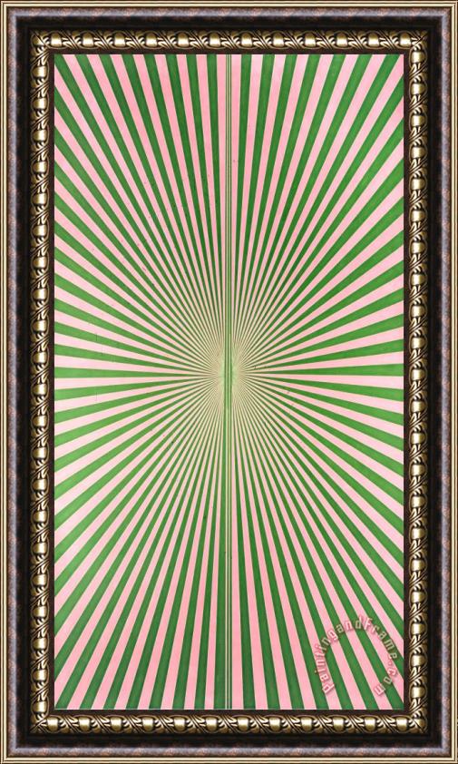 Mark Grotjahn Untitled (blush Pink And Kelly Green Butterfly 45.13) Framed Painting