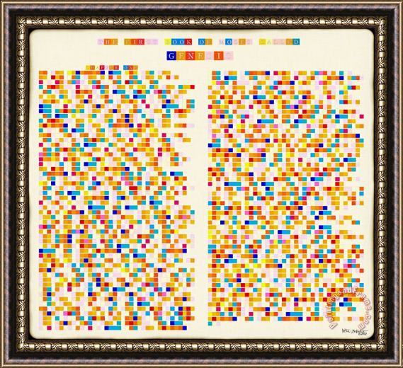 Mark Lawrence Color Alphabet Mosaic- Genesis Chapter One Framed Print