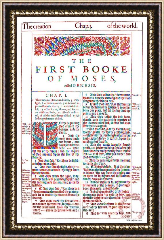 Mark Lawrence Modern Art Genesis Cover Page From King James Bible Of 1611 Framed Print