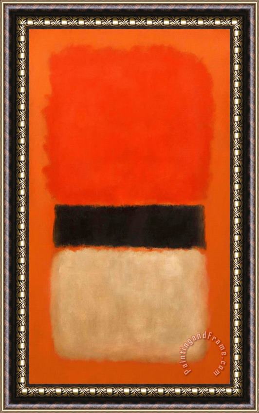 Mark Rothko Black Stripe (orange, Gold And Black), 1957 Framed Painting