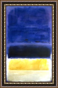 Untitled Framed Prints - Untitled Blue Dark Blue Yellow by Mark Rothko