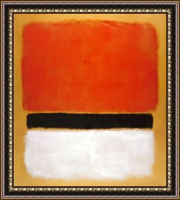 Untitled Framed Prints - Untitled Red Black White on Yellow 1955 by Mark Rothko