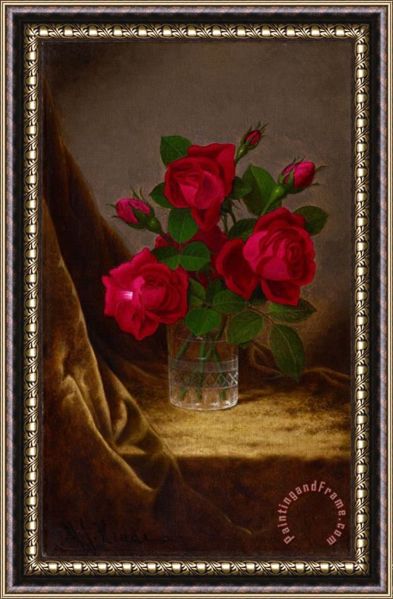 Martin Johnson Heade Jacqueminot Roses Framed Print