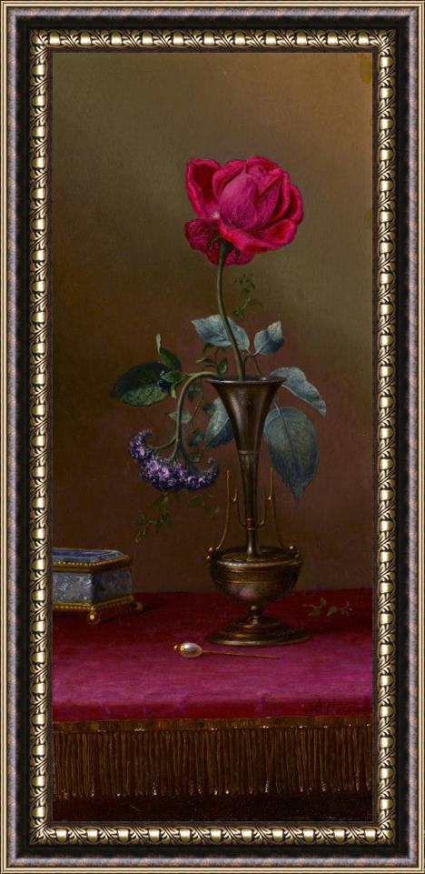 Martin Johnson Heade Red Rose And Heliotrope in a Vase Framed Print