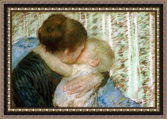 Mary Cassatt A Goodnight Hug Framed Print