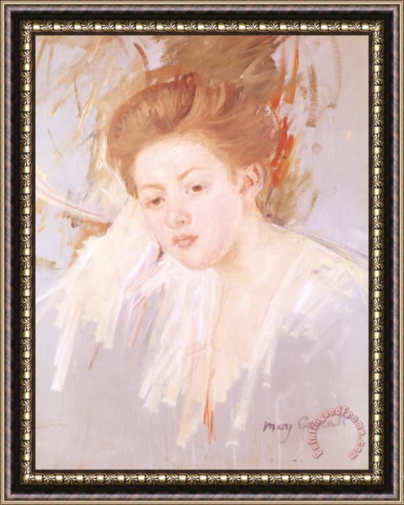 Mary Cassatt Head of a Young Girl (pastel on Paper) Framed Print