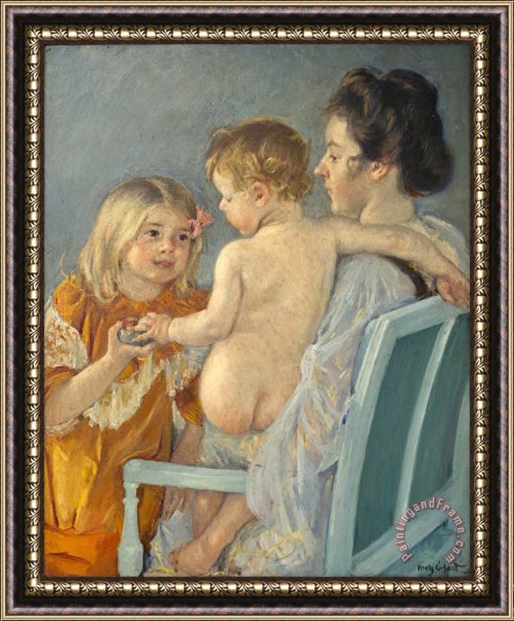 Mary Cassatt Sara Handing a Toy to The Baby Framed Painting
