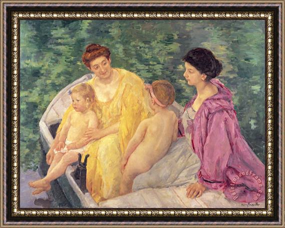 Mary Cassatt The Swim, Or Two Mothers And Their Children on a Boat Framed Painting
