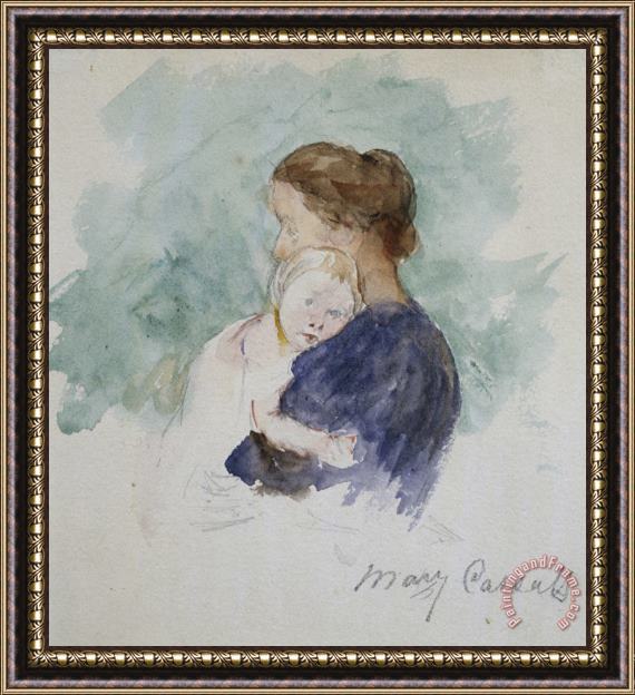 Mary Cassatt Watercolor of Mother And Child Framed Print
