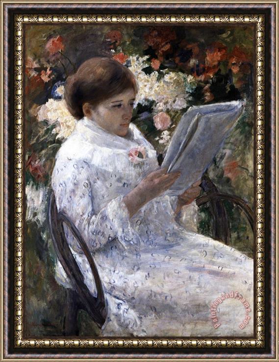 Mary Cassatt Woman Reading in a Garden Framed Painting