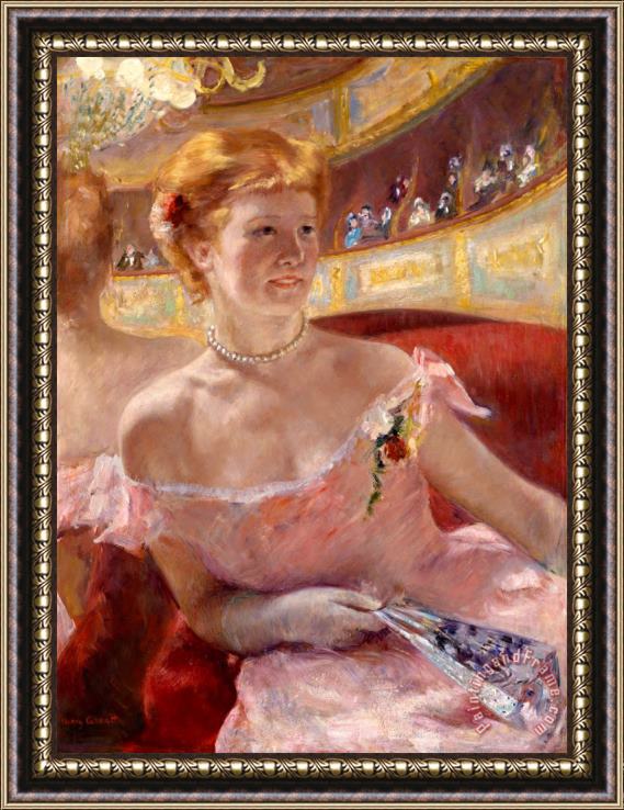 Mary Cassatt Woman with a Pearl Necklace in a Loge Framed Painting