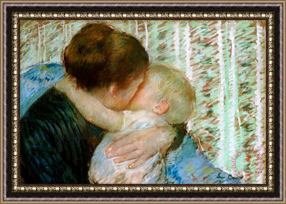 Mary Stevenson Cassatt A Goodnight Hug Framed Painting