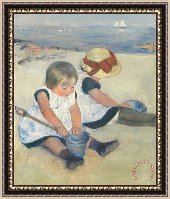 Mary Stevenson Cassatt Children Playing On The Beach Framed Painting