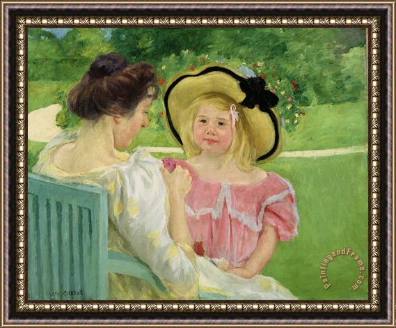 Mary Stevenson Cassatt In the Garden Framed Print