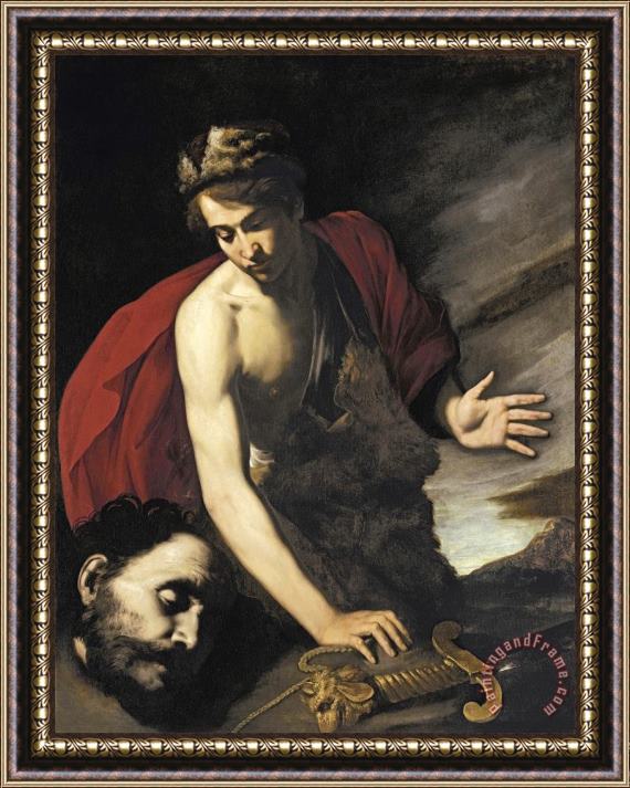 Massimo Stanzione David with The Head of Goliath Framed Painting