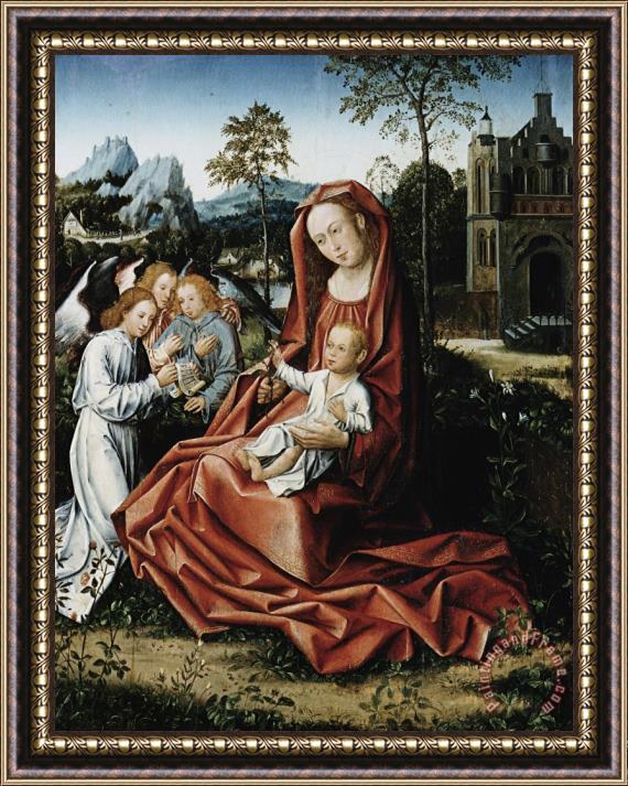 Master of Frankfurt Madonna And Child with Angels Framed Painting