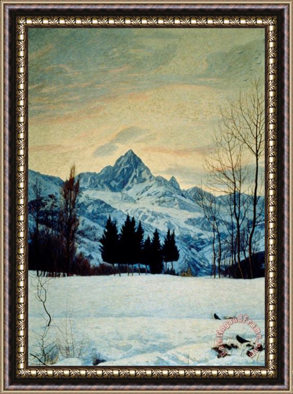 Matteo Olivero Winter Landscape Framed Painting