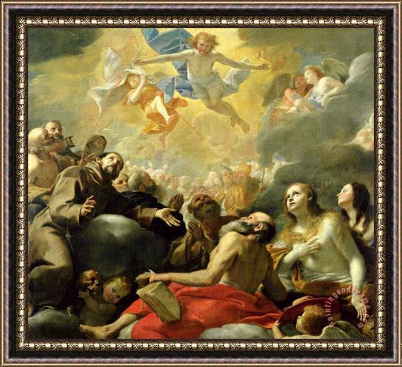 Mattia Preti Christ in Glory with the Saints Framed Painting