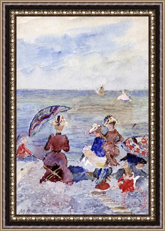 Maurice Brazil Prendergast Figures on The Beach Framed Painting