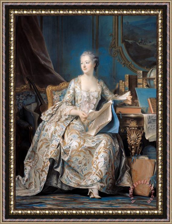 Maurice-Quentin de La Tour Jeanne Poisson (1721 64) The Marquise De Pompadour Framed Painting