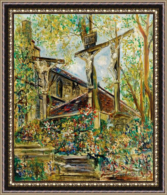 Maurice Utrillo Eglise Saint Pierre De Montmartre Et Le Calvaire Framed Painting