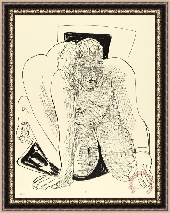 Max Beckmann Crawling Woman (kriechende Frau) From Day And Dream Framed Painting