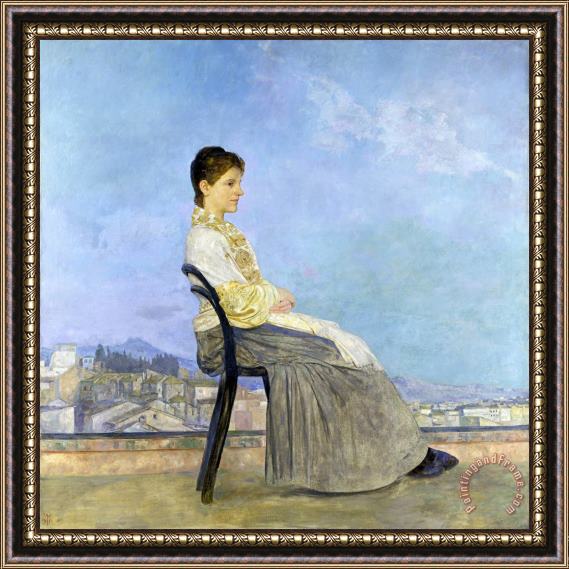 Max Klinger On The Terrace (roman on a Flat Roof) Framed Painting