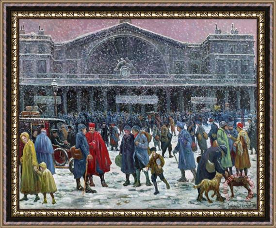 Maximilien Luce Gare De Lest Under Snow Framed Print