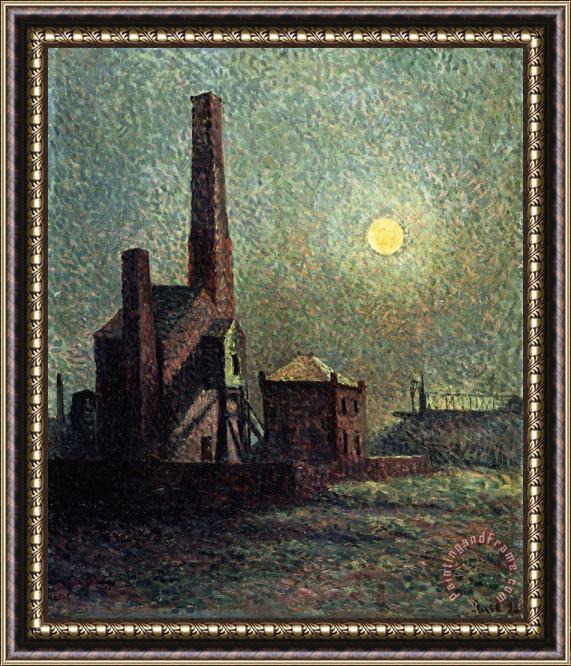 Maximilien Luce Machine by Moonlight Framed Painting