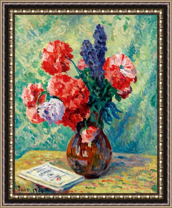 Maximilien Luce Vase De Fleurs Framed Painting