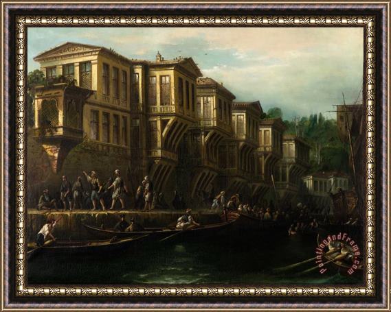 Megerdich Jivanian  Said Pasa Waterfront Mansion Framed Painting