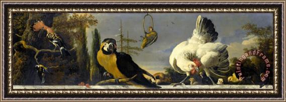 Melchior de Hondecoeter Birds on a Balustrade Framed Print