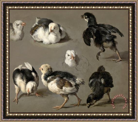 Melchior de Hondecoeter Seven Chicks Framed Painting