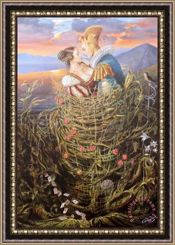 Michael Cheval Basket of Love Framed Painting
