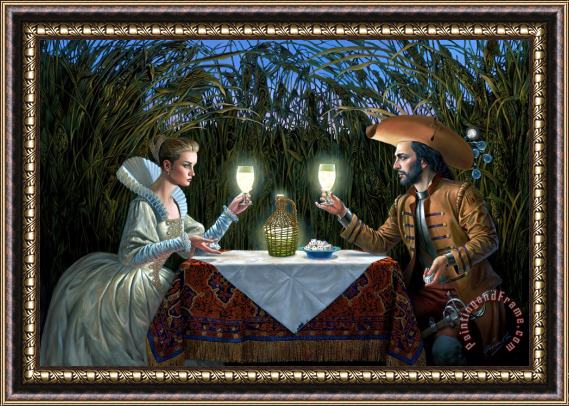 Michael Cheval Delighted by Light Lady in a White Dress Framed Print