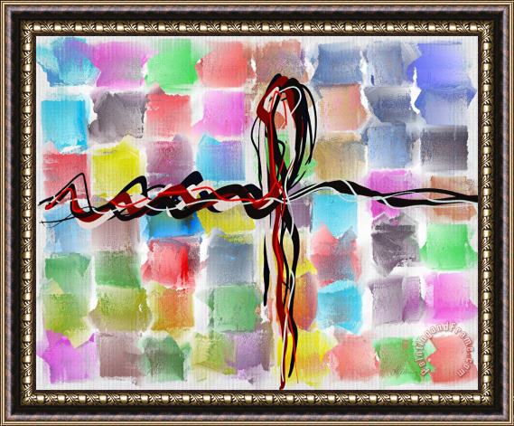 Michael Greenaway Abstract Patchwork Canvas Framed Painting