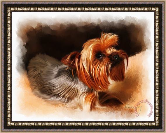 Michael Greenaway Cute Pet Dog Portrait Framed Painting