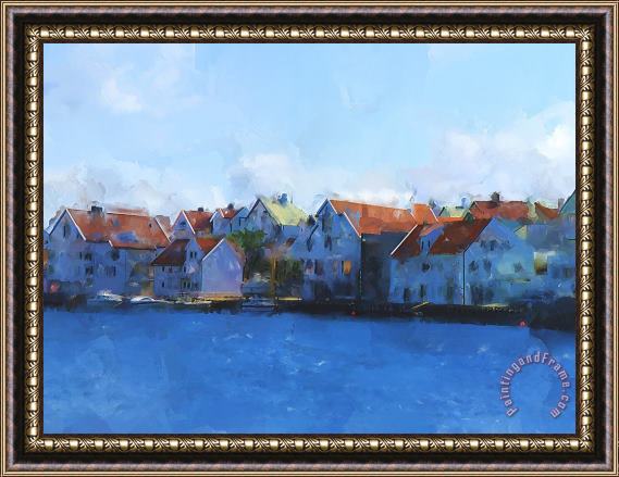 Michael Greenaway Haugesund Harbour Framed Painting