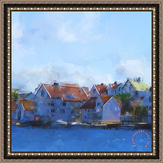 Michael Greenaway Haugesund Harbour Framed Painting