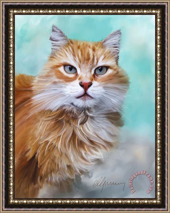 Michael Greenaway Pet Cat Portrait Framed Painting