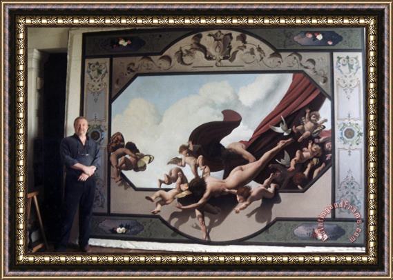 Michael John Angel Michael John Angel Standing in Fornt of His Painting, 'capriccio' Framed Painting
