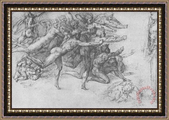Michelangelo Buonarroti Archers Shooting at a Herm Framed Painting