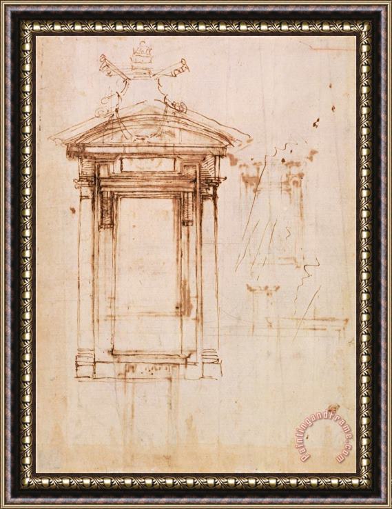 Michelangelo Buonarroti Architectural Study Framed Painting