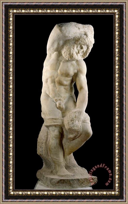 Michelangelo Buonarroti Bearded Slave C 1520 23 Framed Painting