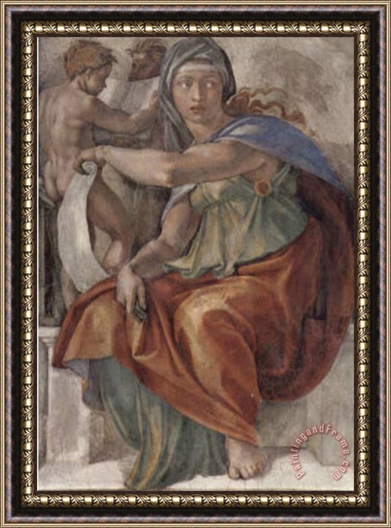 Michelangelo Buonarroti Ceiling Fresco of Creation in The Sistine Chapel Scene in Bezel The Delp Framed Painting