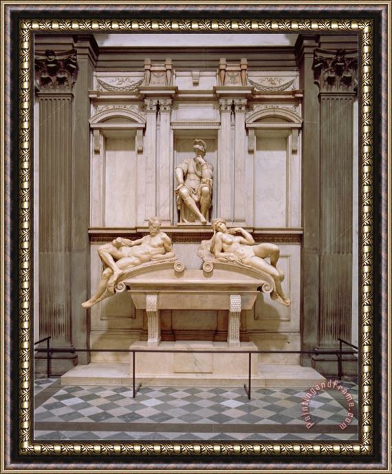 Michelangelo Buonarroti Dusk And Dawn From The Tomb of Lorenzo De Medici Designed 1521 Carved 1524 34 Framed Print