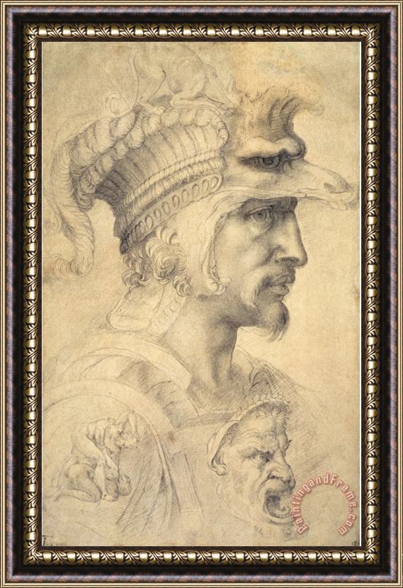 Michelangelo Buonarroti Ideal Head of a Warrior Framed Print
