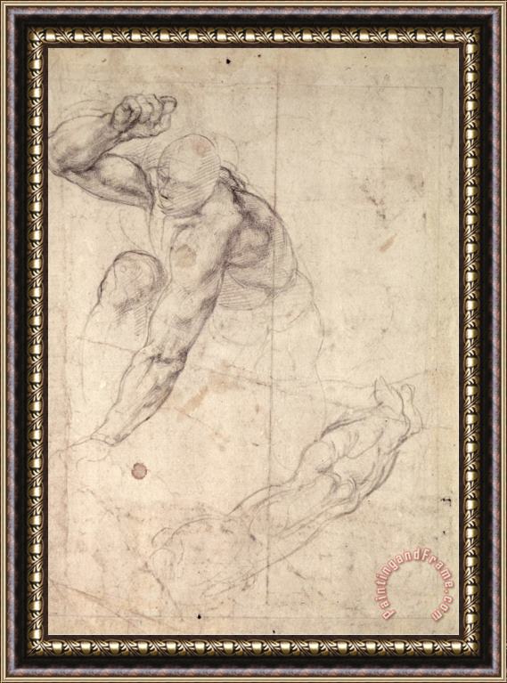 Michelangelo Buonarroti Male Figure Study Framed Painting
